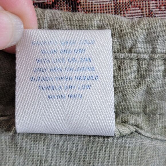 Old Navy Shirt Mens Large Green Linen Blend Short Sleeve Hawaiian Button-Up - Picture 12 of 12